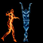 AI footage for AI project where I turned two dancers into fire and ice